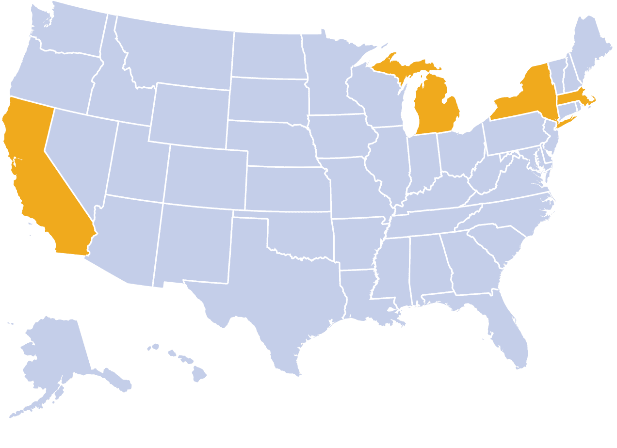 USN front page strike map MA CA MI NY
